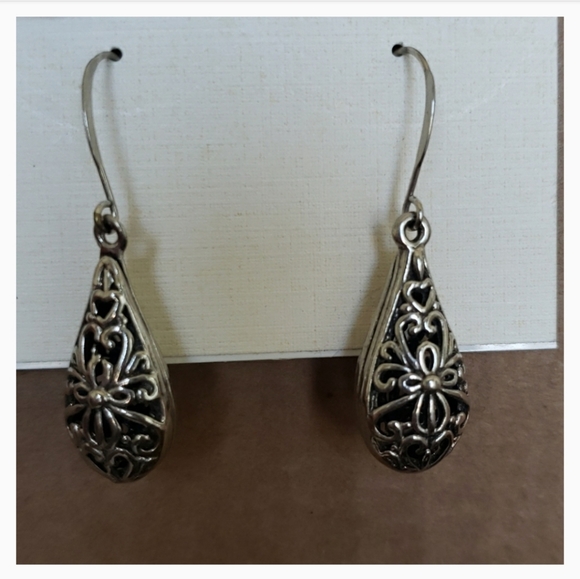 Sterling Silver Teardrop Earrings - Picture 2 of 4